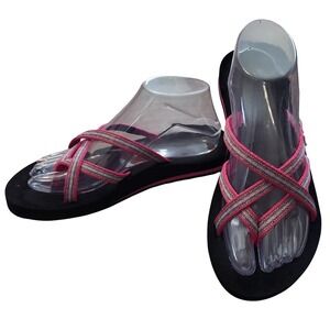 Teva Olowahu Sandals Pink Grey Black Strappy Flip Flops Foam Womens size 8